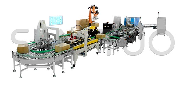 如何提高生產(chǎn)效率——三拓智能裝箱碼垛系統(tǒng)